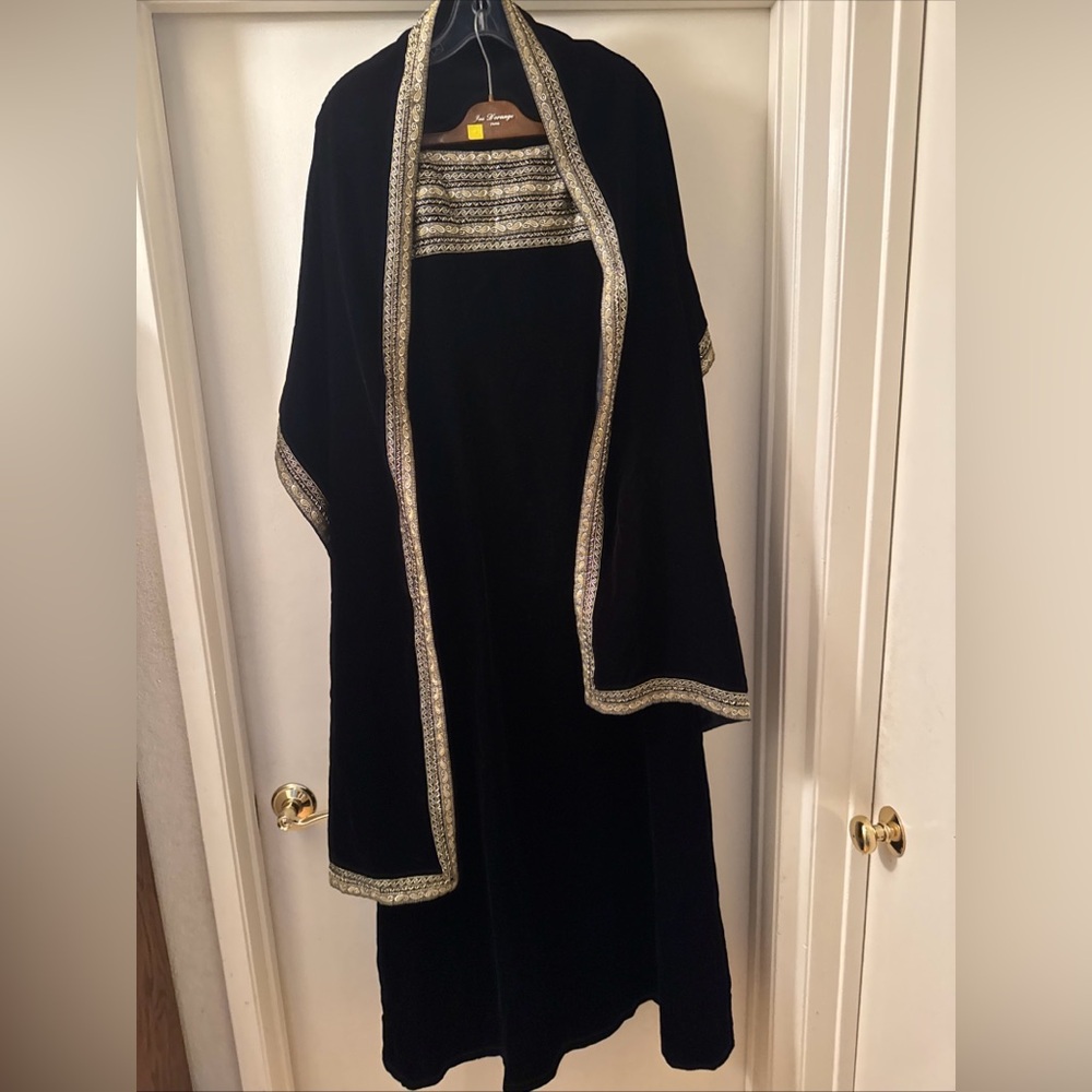jovani velvet black gold strapless manhasset dress sz 10  $650